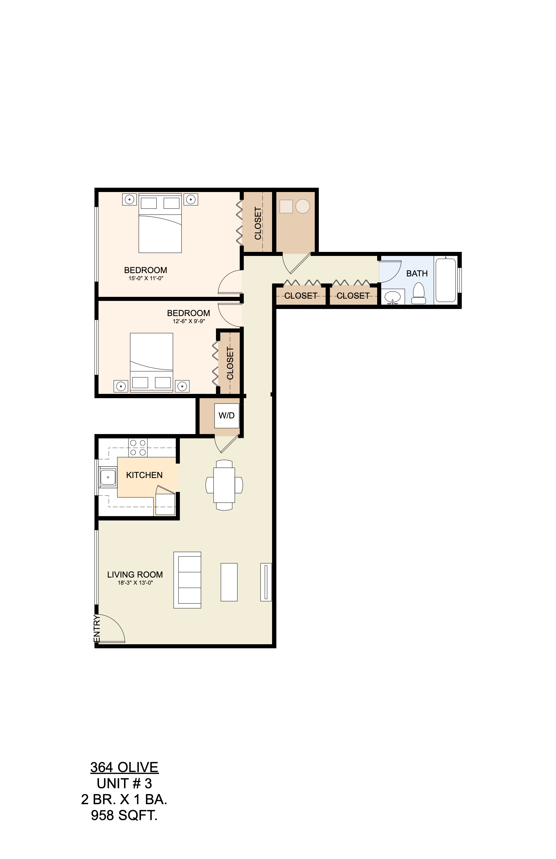 bedroom floor plan | the aspen | apartment homes for rent in pittsburgh, pa